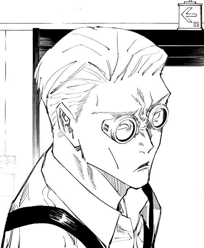 a drawing of nanami kento. it's a manga panel from jujutsu kaisen.